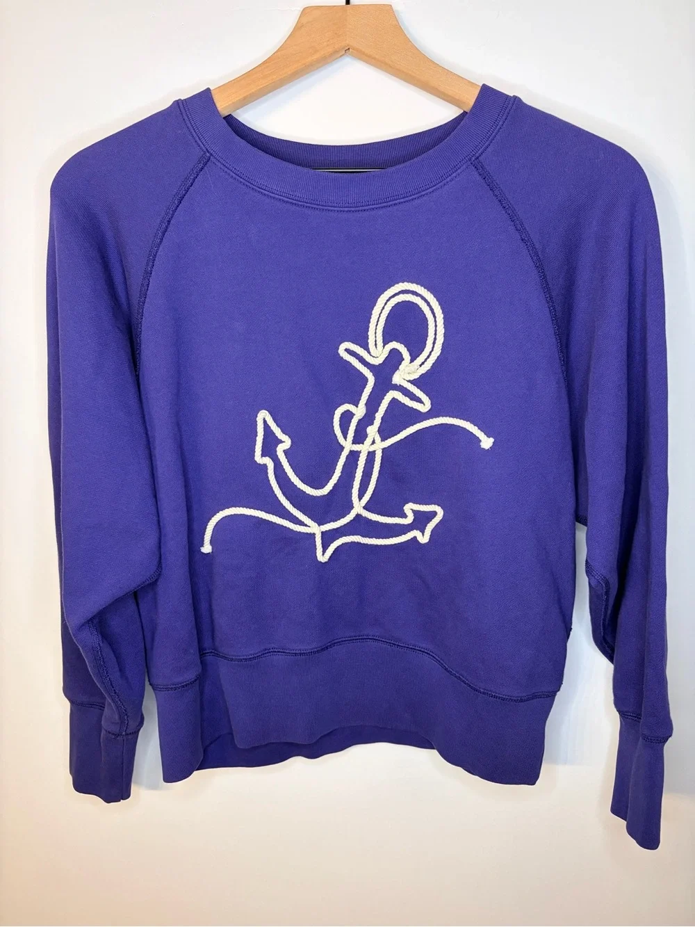 J.Crew Women’s Navy Blue Anchor Sweatshirt in Original Cotton Terry, Size Medium - Picture 3 of 8